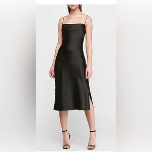 Express Black Slip Midi Dress with Spaghetti Straps